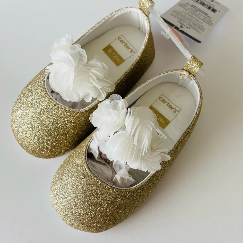 Carter’s Plume Shoe Mary Jane Dress Metallic Gold 9-12 Months NWT Sparkly New